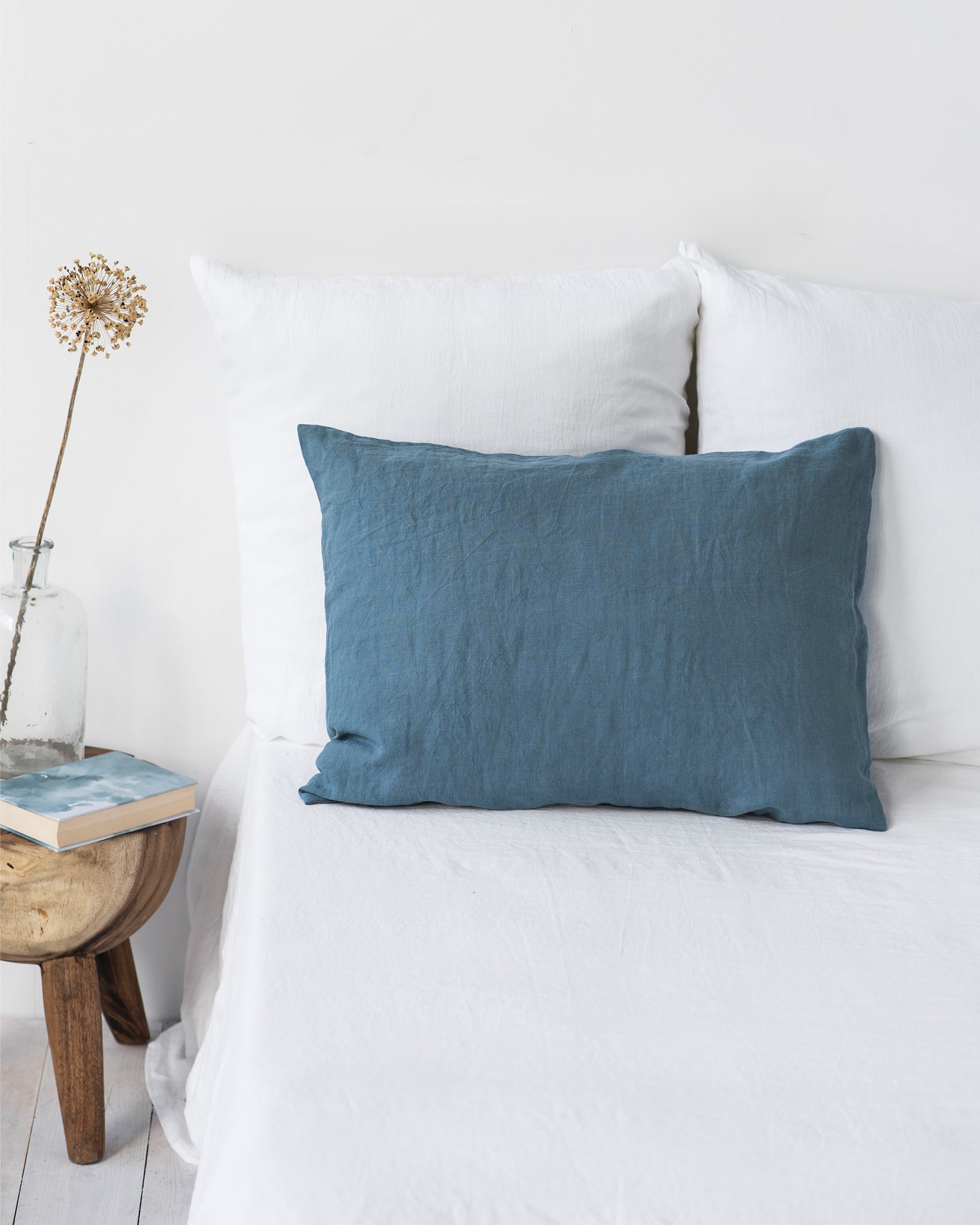 Light blue linen online pillow