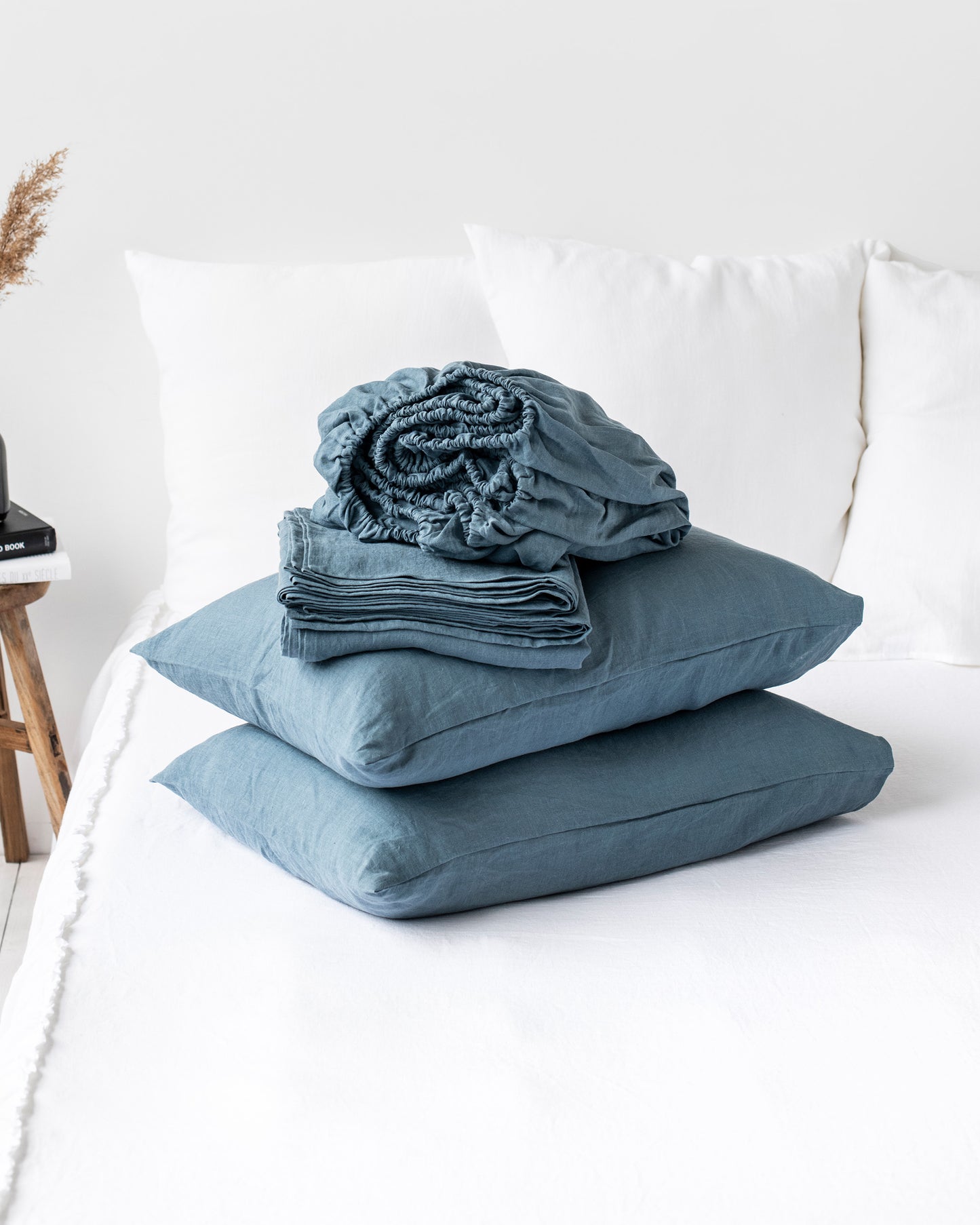 Gray blue linen sheet set (4 pcs) - MagicLinen