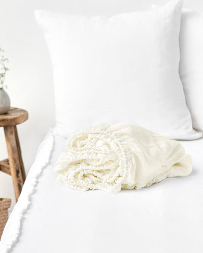 Ivory linen fitted sheet - MagicLinen