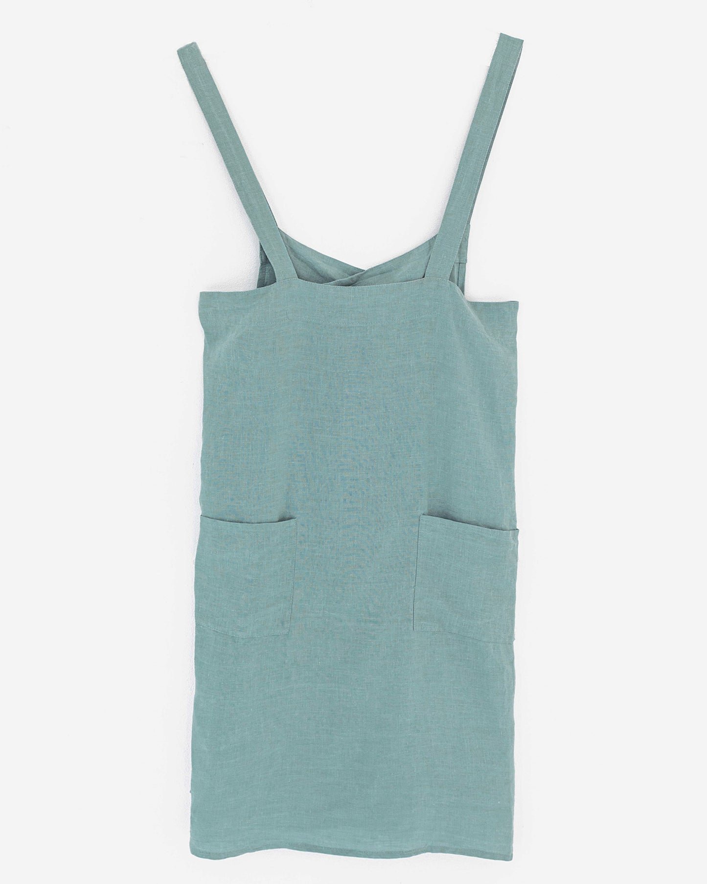 Japanese cross-back linen apron in Aquamarine blue - MagicLinen