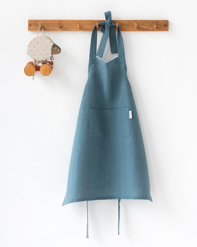 Linen apron for kids in Gray blue - MagicLinen