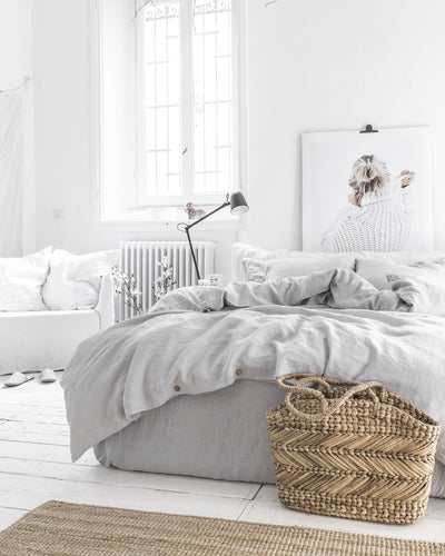 Light gray linen duvet cover - MagicLinen