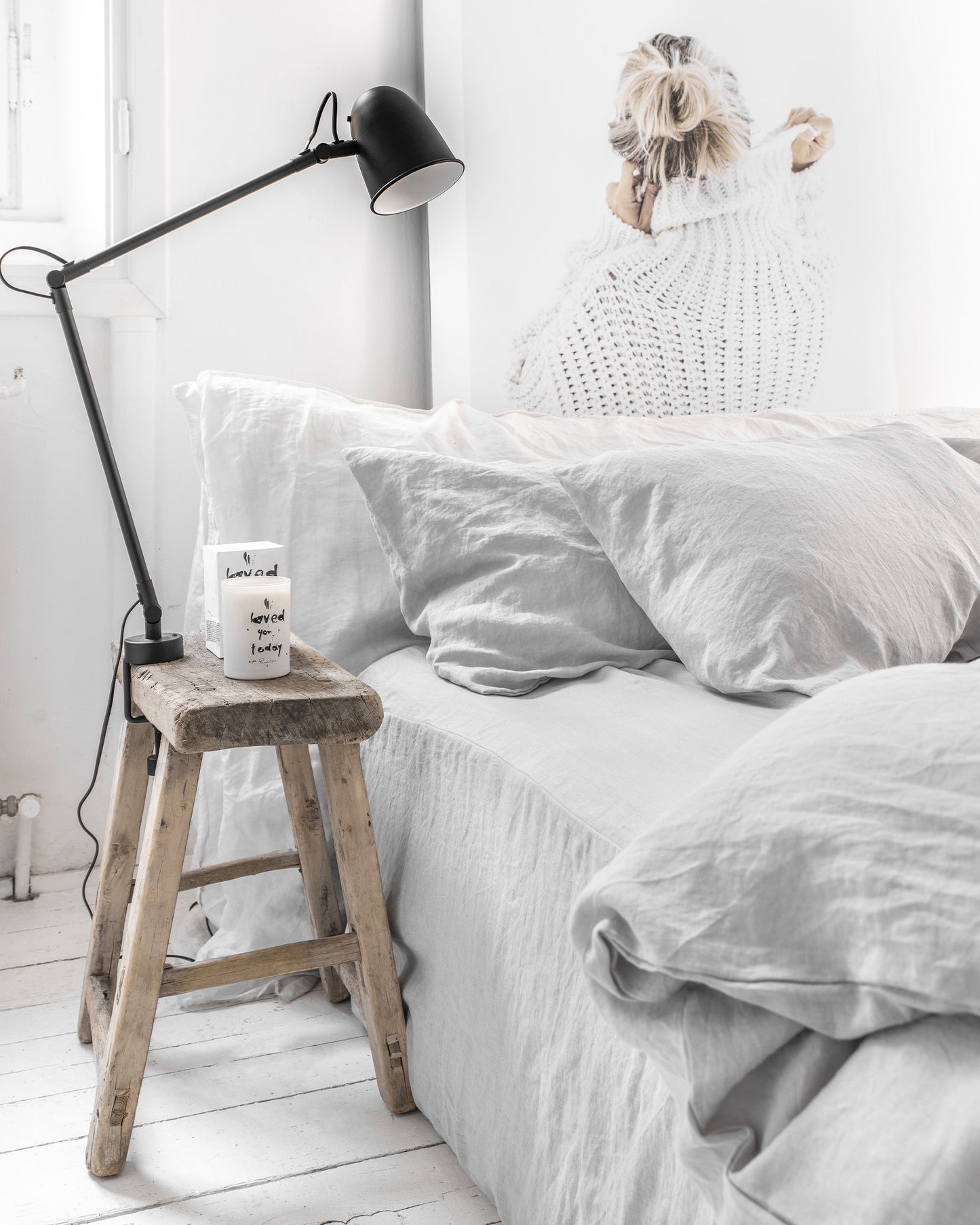 Custom size Light gray linen duvet cover - MagicLinen