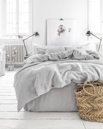 Light gray linen flat sheet - MagicLinen