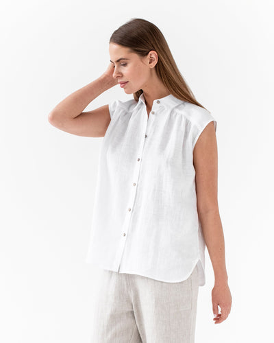 Lightweight linen shirt SEDONA in white - MagicLinen