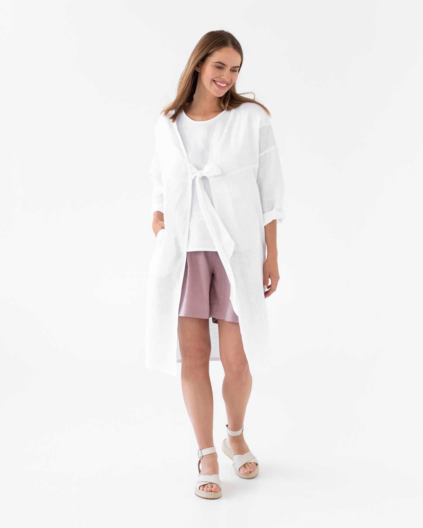 Linen beach shirt TAOS in white - MagicLinen