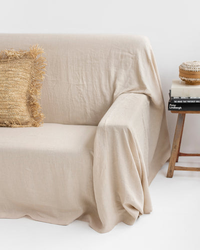 Linen couch cover in Natural - MagicLinen