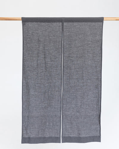 Linen noren curtains (1 pcs) in Charcoal gray - MagicLinen