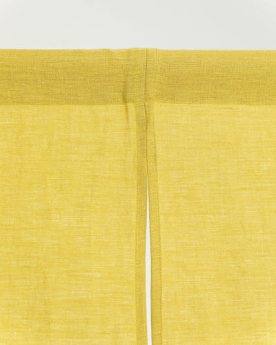 Linen noren curtains (1 pcs) in Moss yellow - MagicLinen