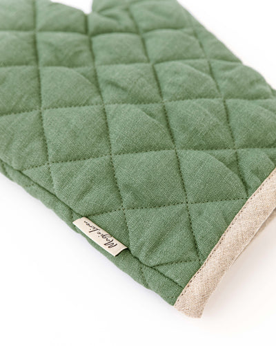 Linen oven mitt (1 pcs) in Forest green - MagicLinen
