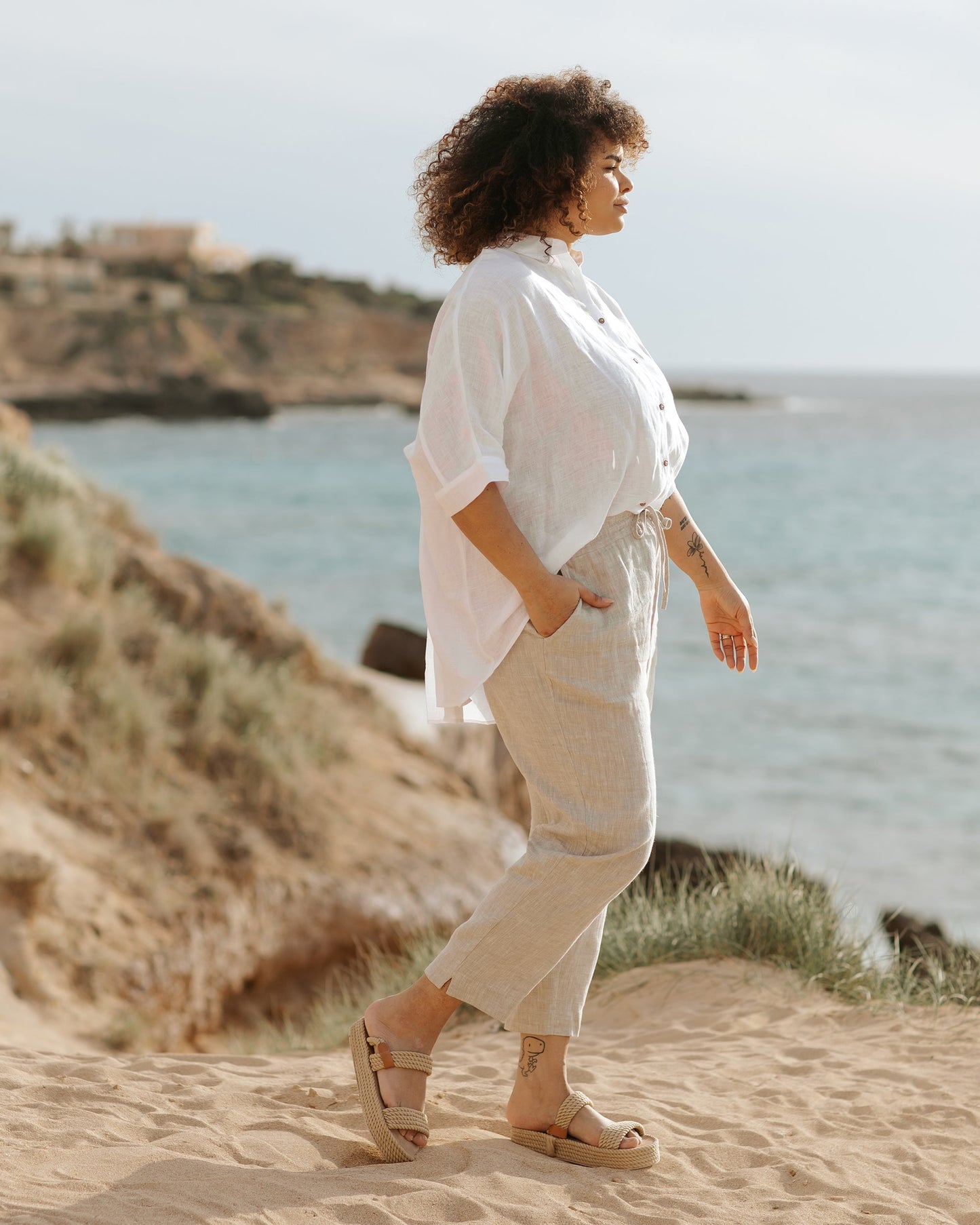 Linen pants DOMME in Natural melange - MagicLinen