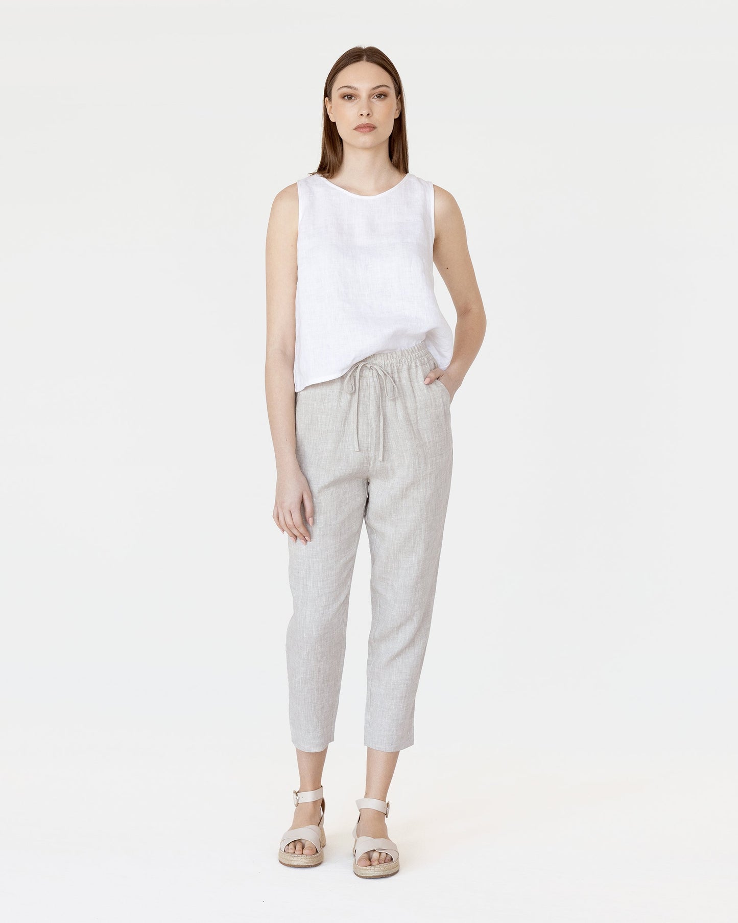 Linen pants DOMME in Natural melange - MagicLinen