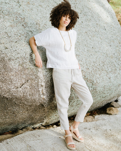 Linen pants DOMME in Natural melange - MagicLinen