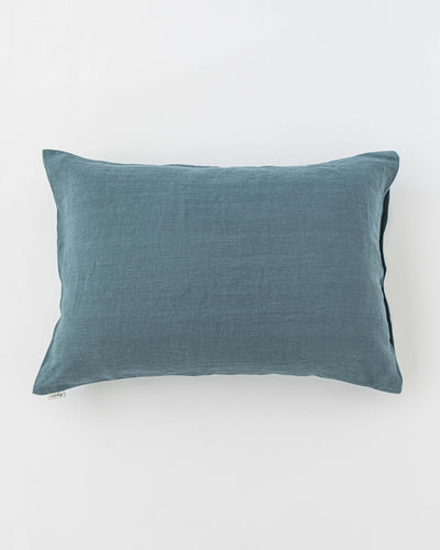 Linen pillowcase with buttons in Gray blue - MagicLinen