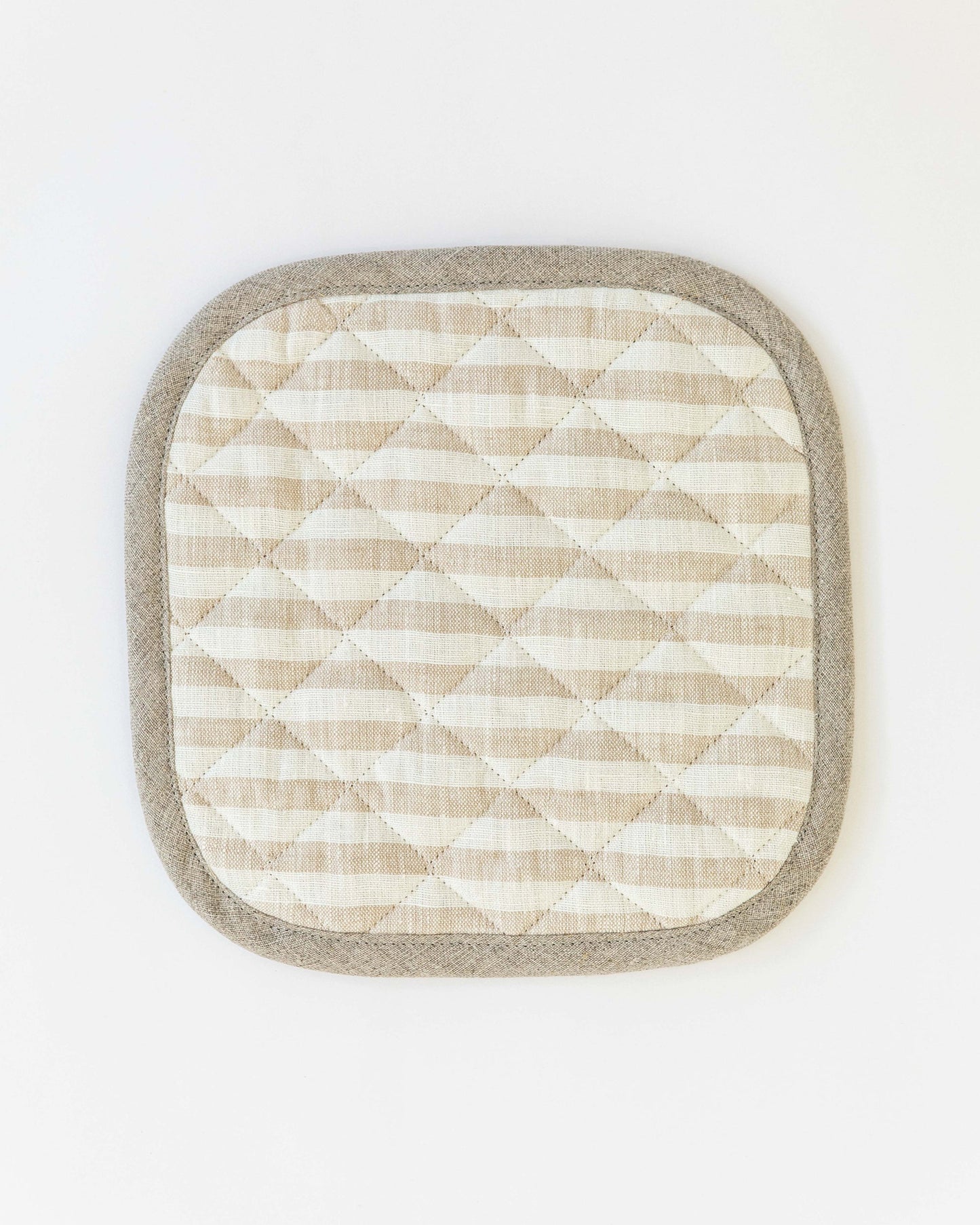 Linen pot-holder (1 pcs) in Striped in natural - MagicLinen