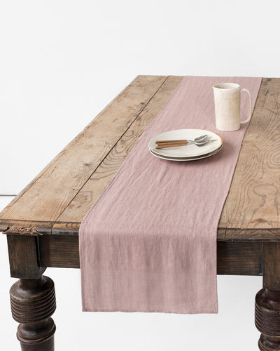 Linen table runner in Woodrose - MagicLinen