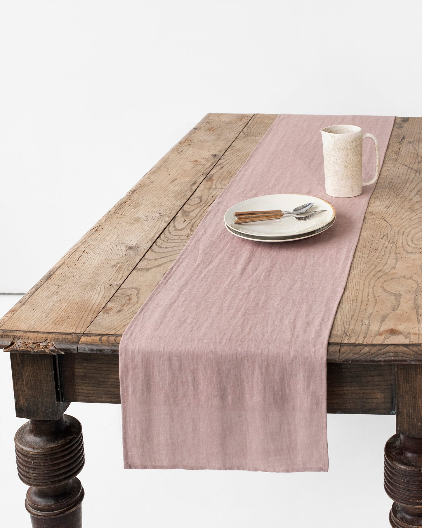Custom size linen table runner in Woodrose - MagicLinen