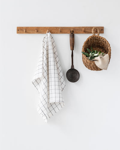 Linen tea towel in Charcoal grid - MagicLinen