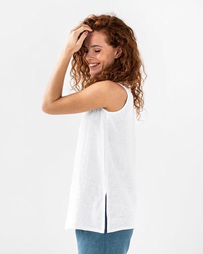 Linen tank top CASSIS in white - MagicLinen