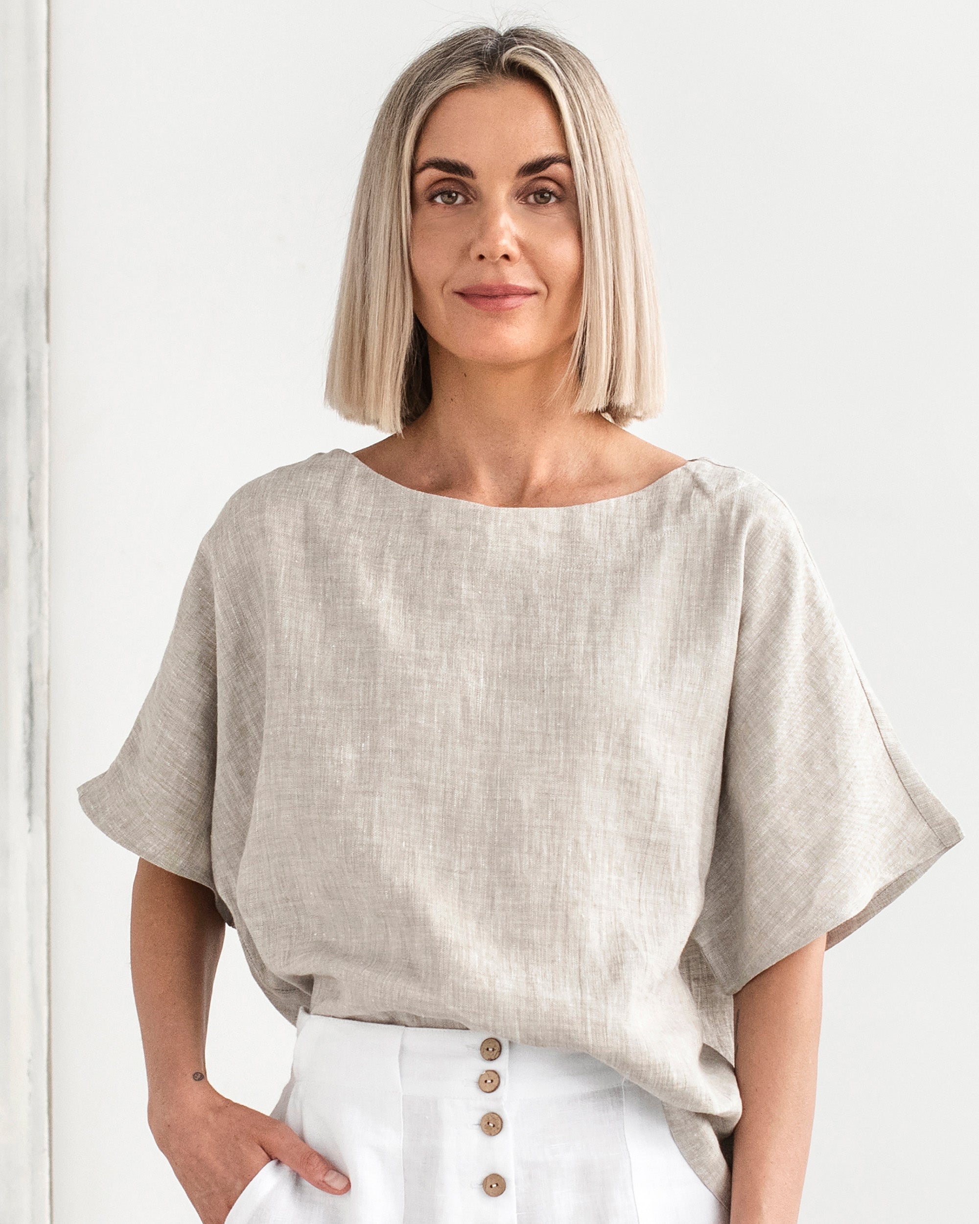 Loose-fit linen top MIDWAY in Various colors
