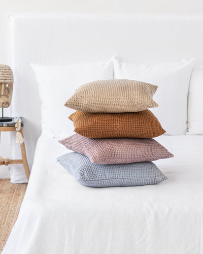 Waffle throw pillow cover in Light gray - MagicLinen