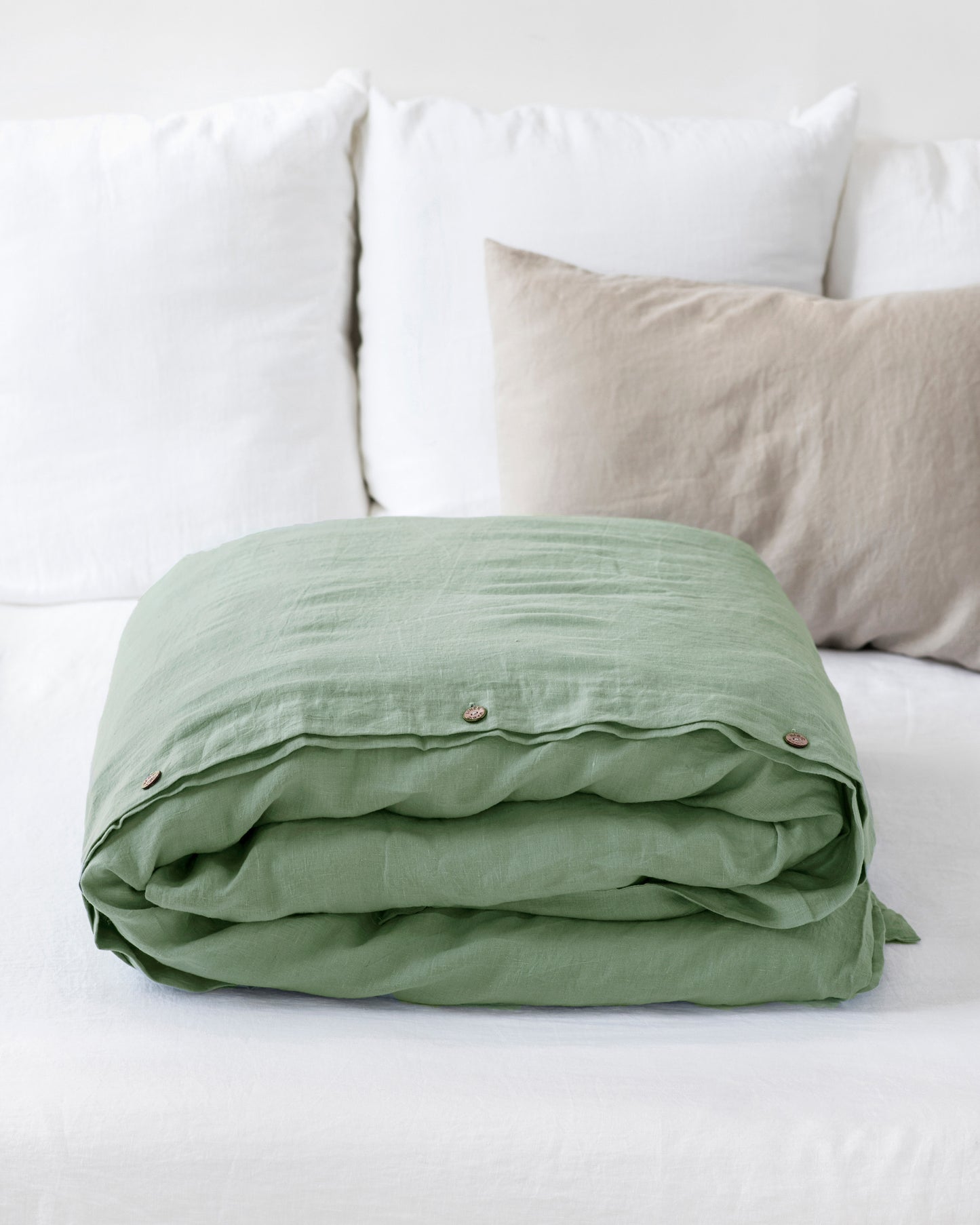 Matcha green linen duvet cover - MagicLinen