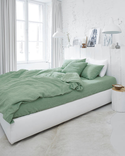 Matcha green linen duvet cover - MagicLinen