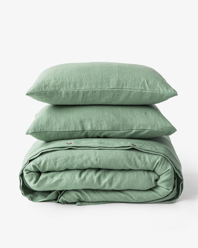 Matcha green linen duvet cover set (3 pcs) - MagicLinen