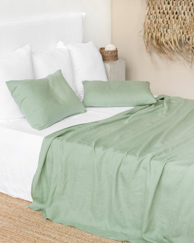 Matcha green linen flat sheet - MagicLinen