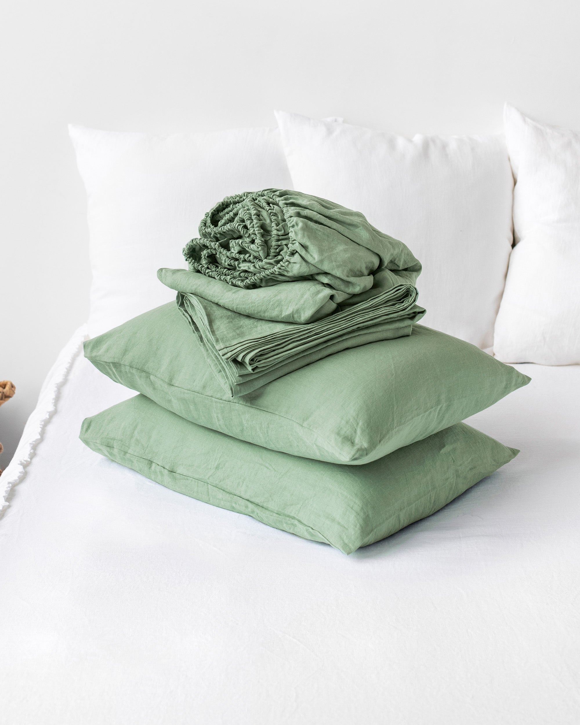 Matcha Green Linen Sheet Set MagicLinen matcha-green-linen-sheet-set-magiclinen