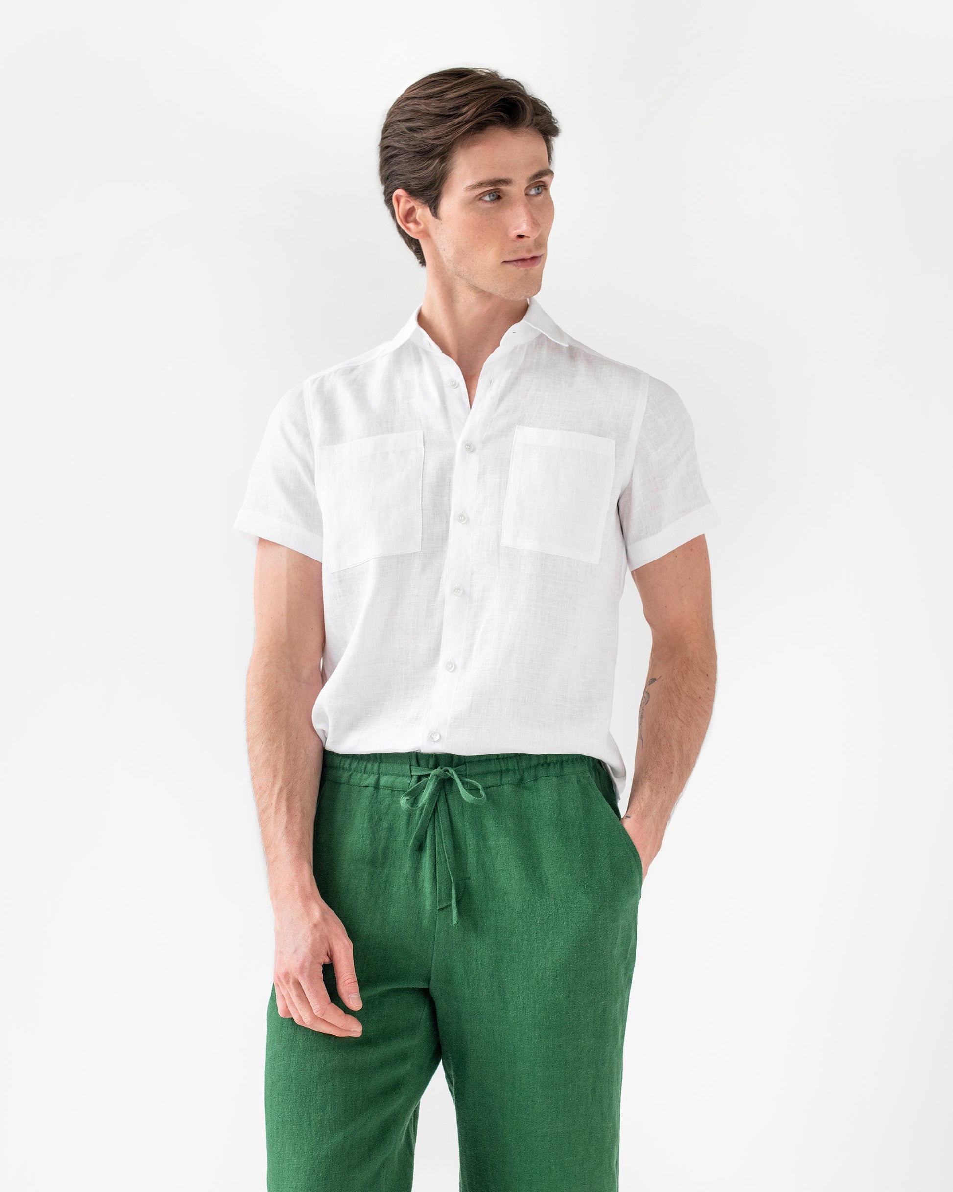Men's linen pants PALERMO in green - MagicLinen