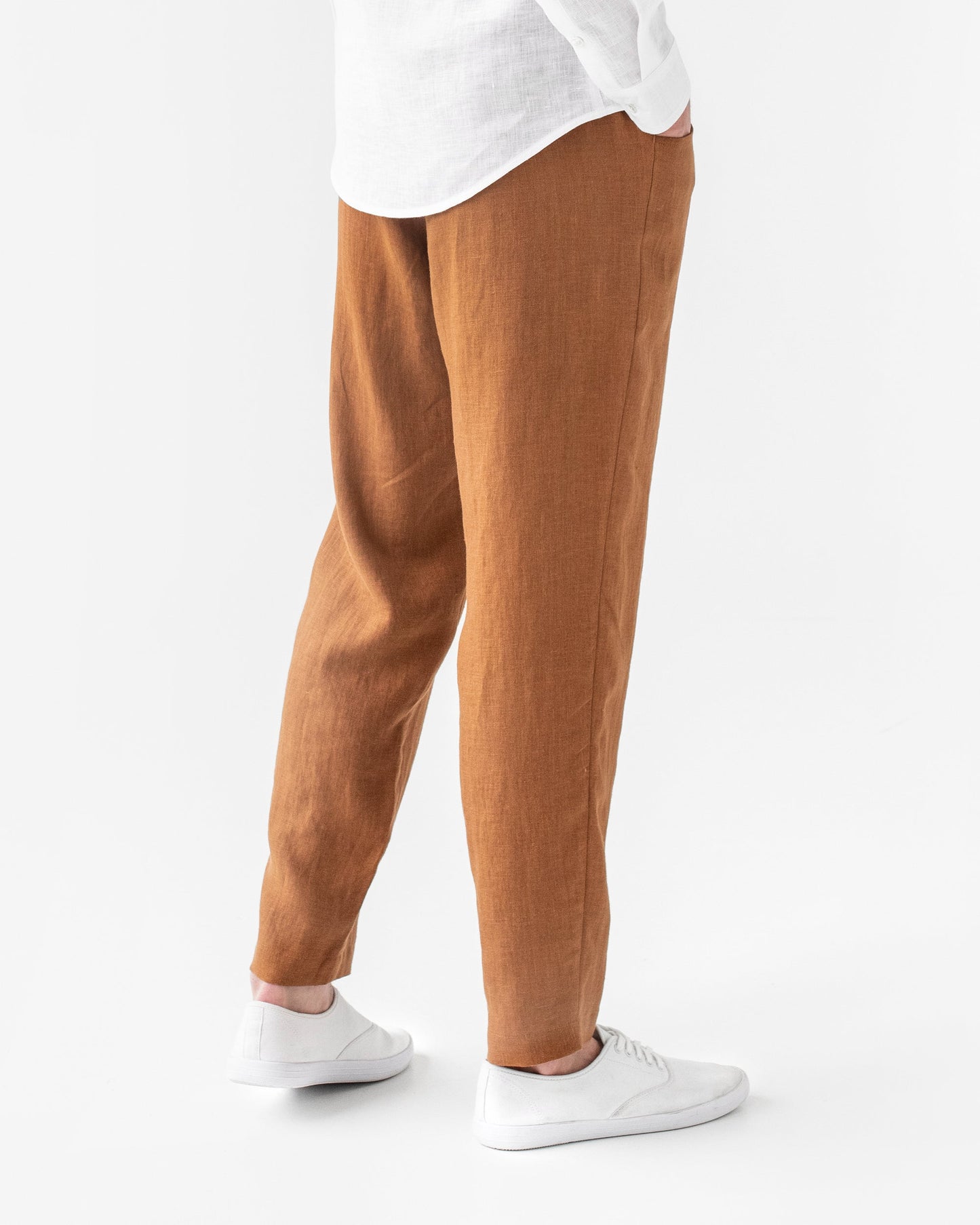 Men's linen pants TRUCKEE in cinnamon - MagicLinen