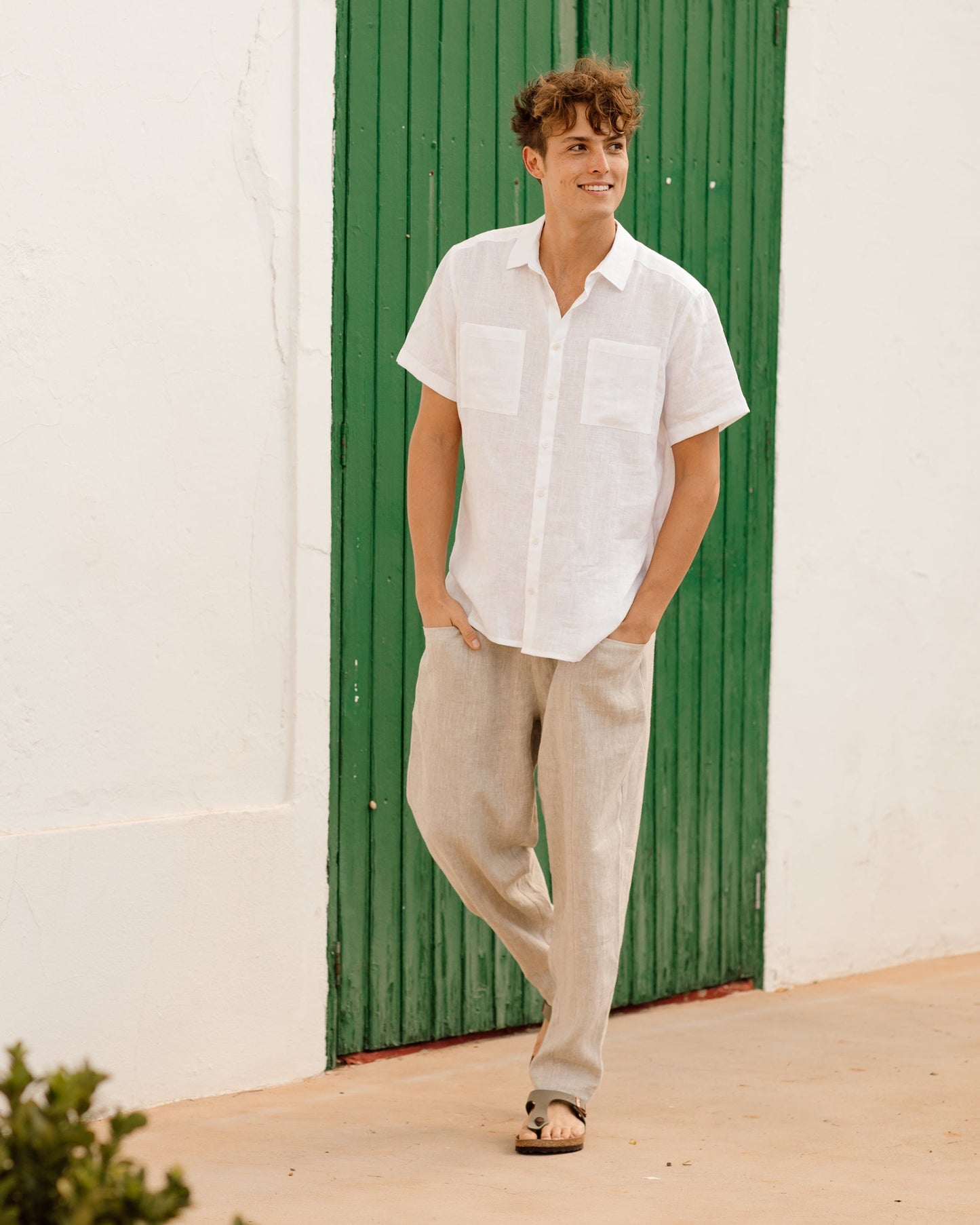 Men's linen pants TRUCKEE in natural melange - MagicLinen