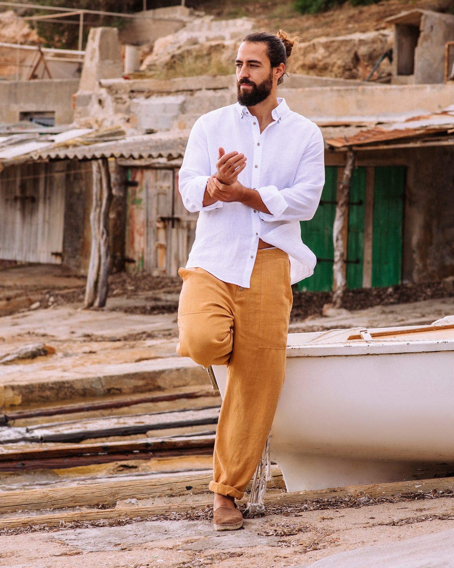 Men's linen shirt NEVADA in White - MagicLinen