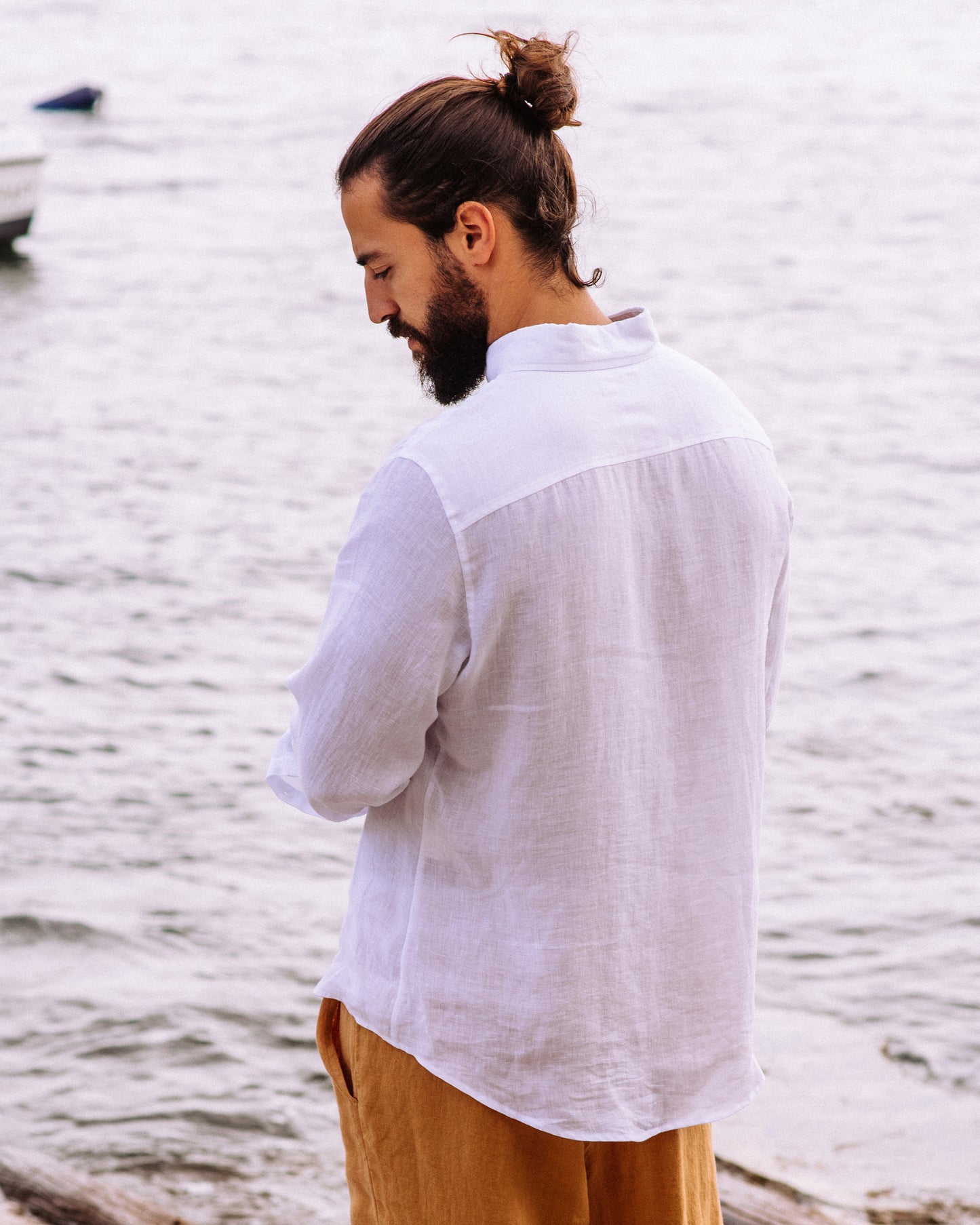 Men's linen shirt NEVADA in White - MagicLinen