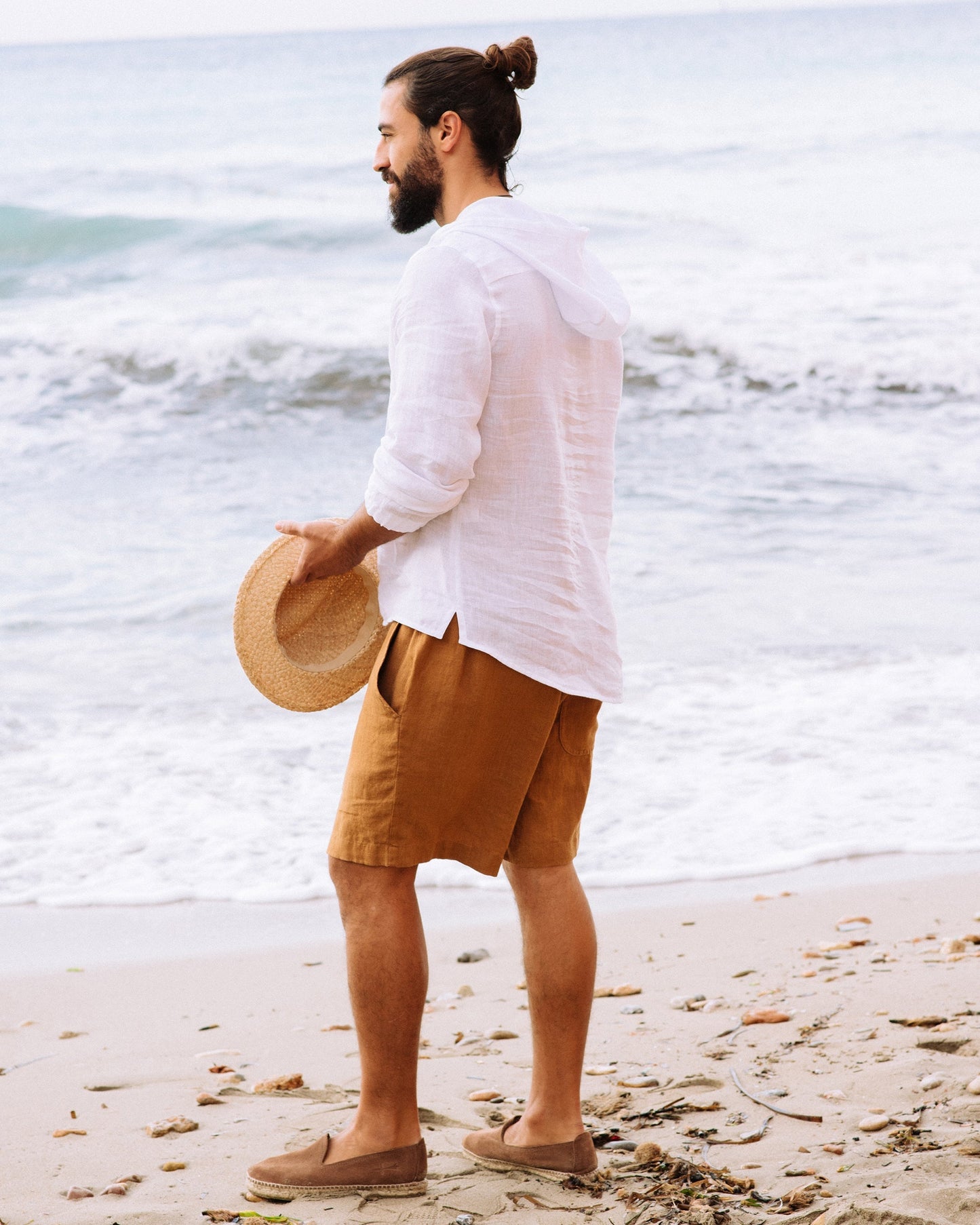 Men's linen shorts STOWE in Cinnamon - MagicLinen