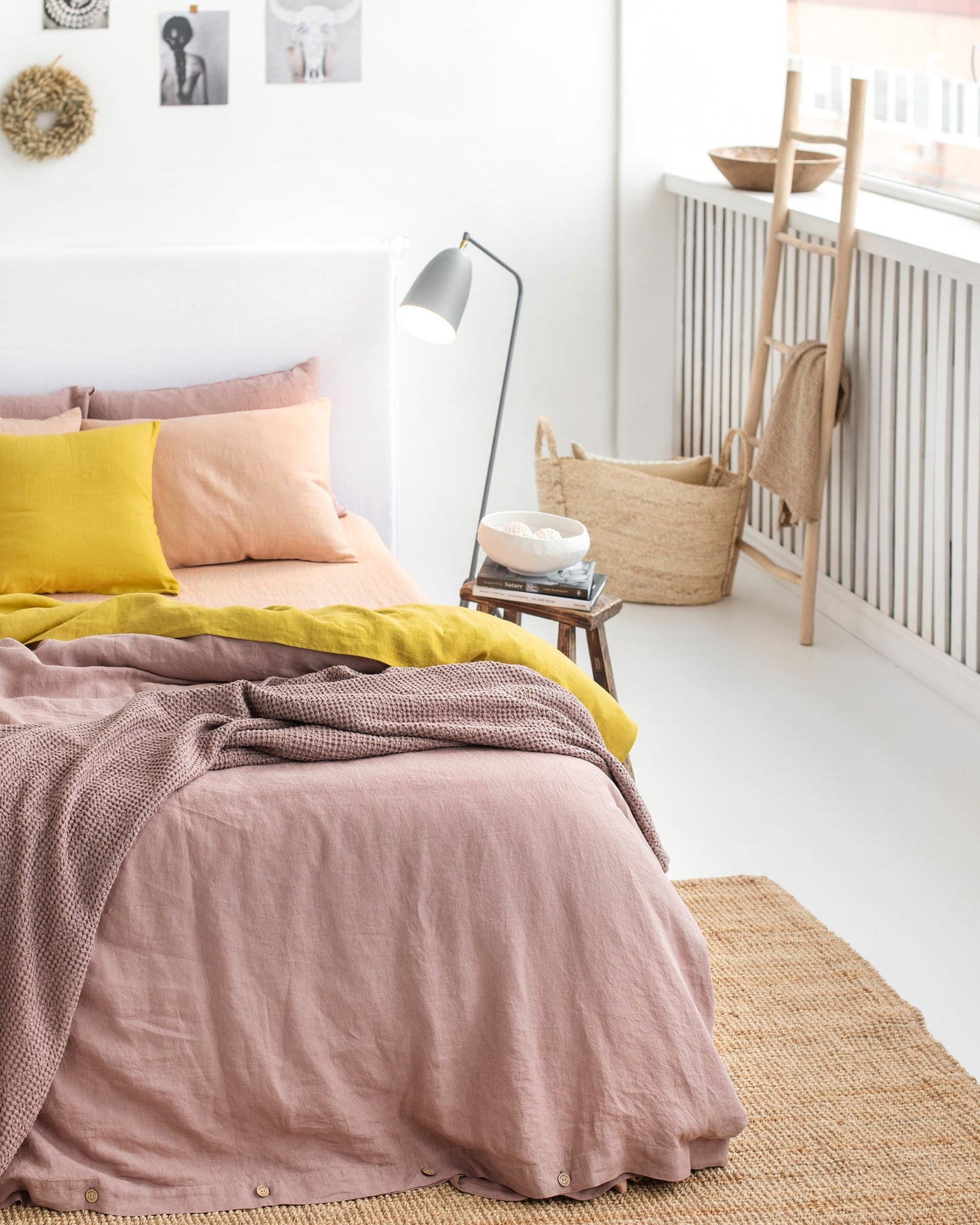 Custom size Moss yellow linen flat sheet - MagicLinen