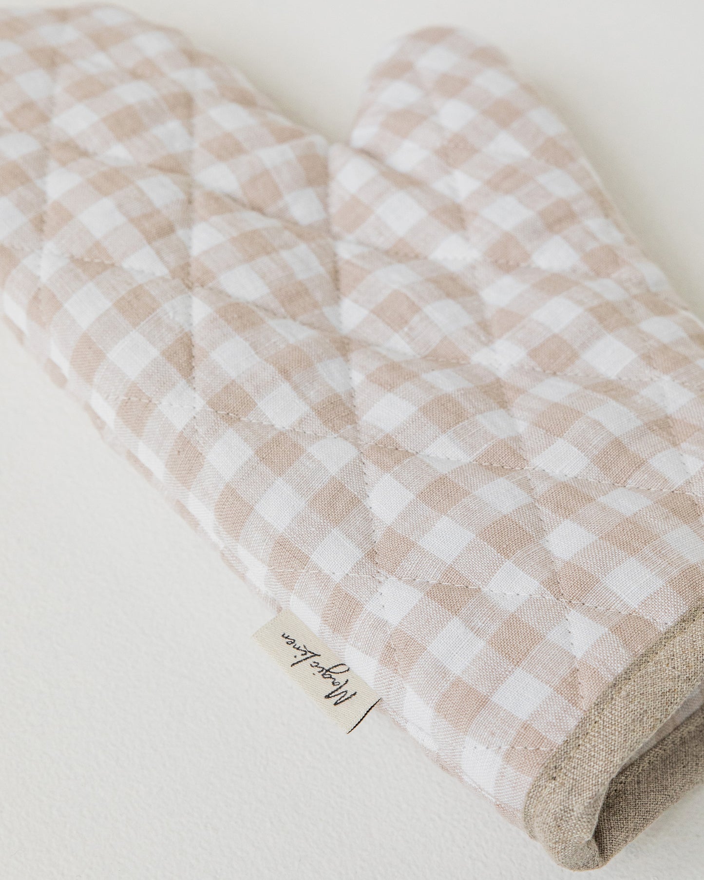 Linen oven mitt (1 pcs) in Natural gingham - MagicLinen