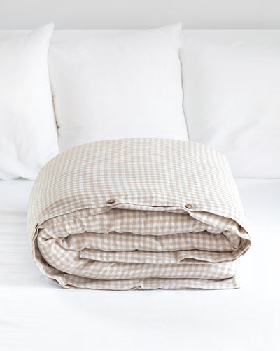 Natural gingham linen duvet cover - MagicLinen