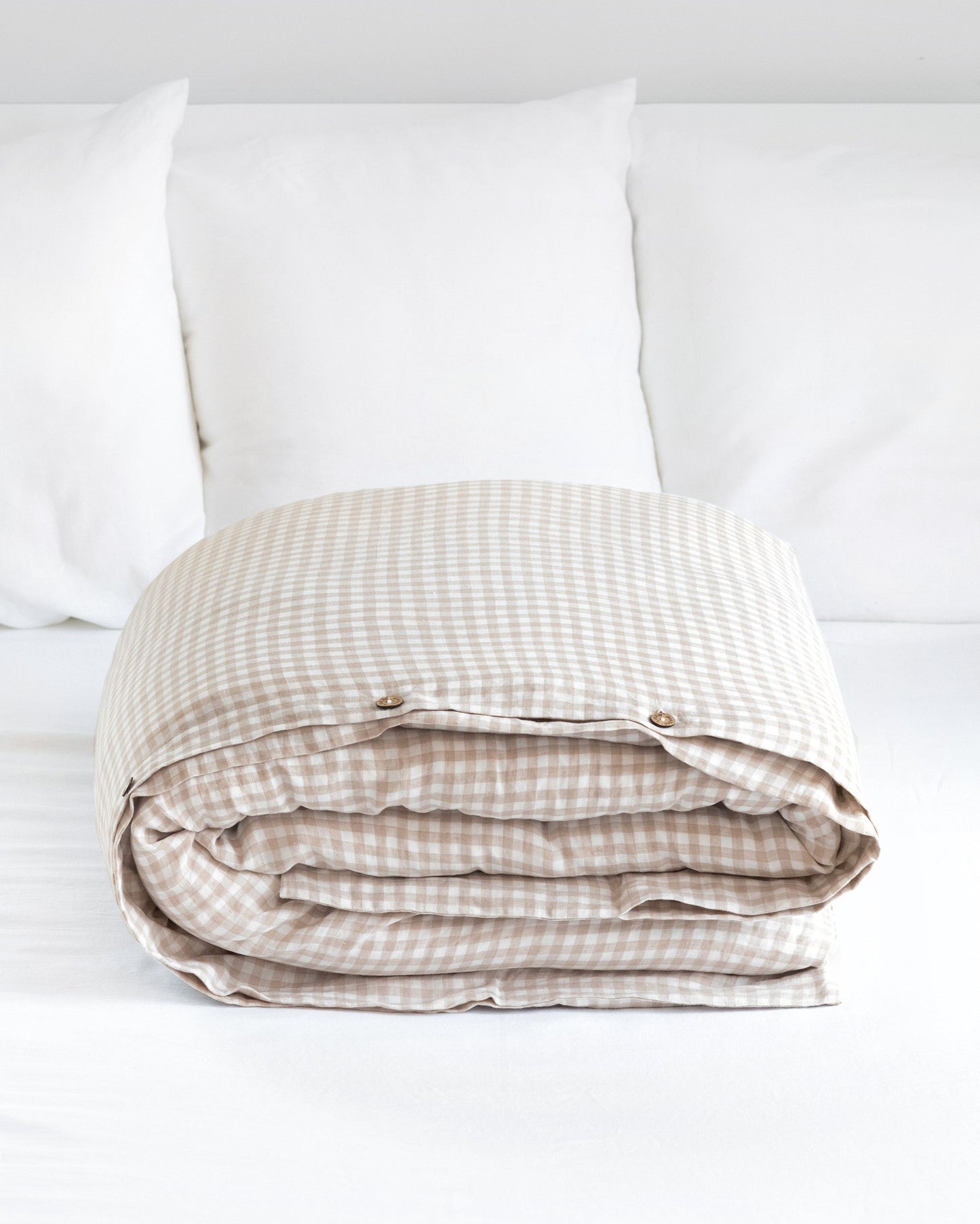 Custom size Natural gingham linen duvet cover - MagicLinen