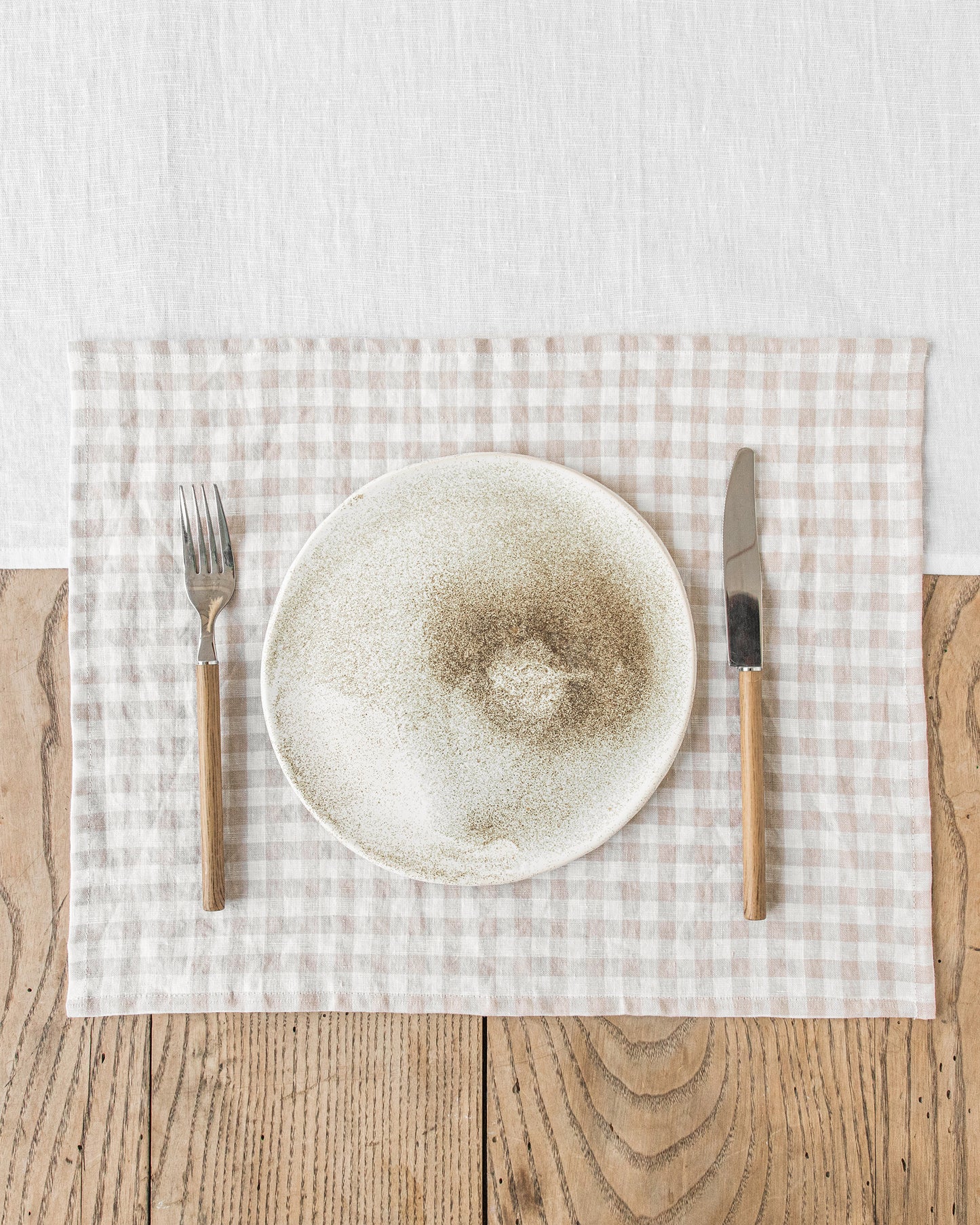 Natural gingham linen placemat set of 2 - MagicLinen