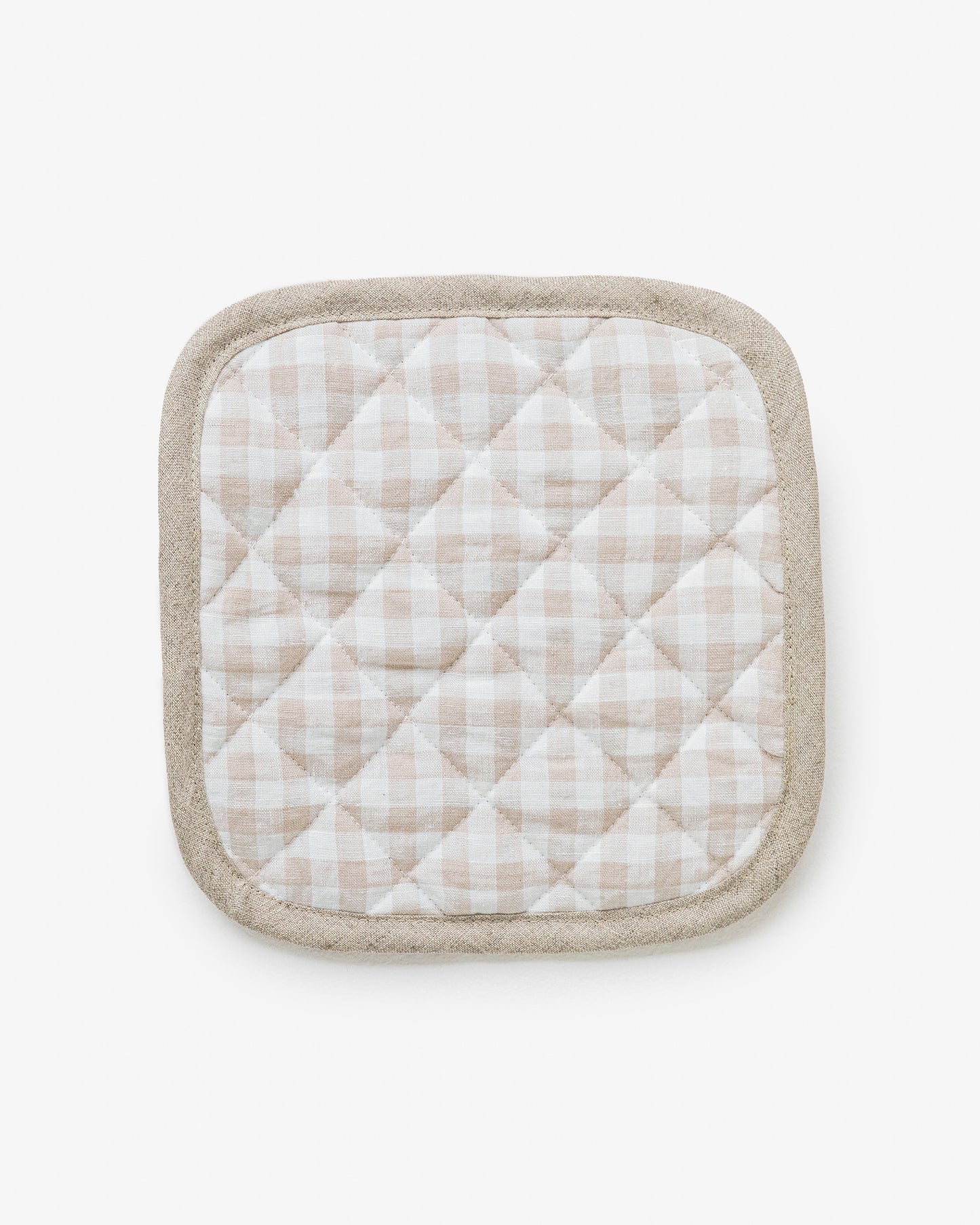 Linen pot-holder (1 pcs) in Natural gingham - MagicLinen