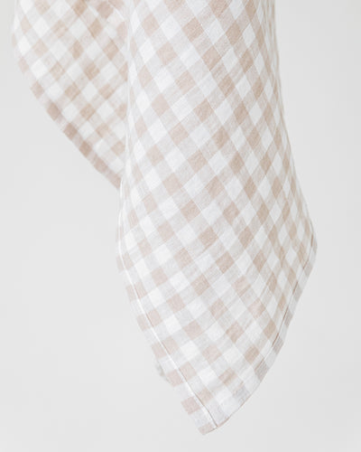 Linen tea towel in Natural gingham - MagicLinen