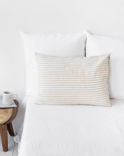 Striped in natural linen pillowcase - MagicLinen