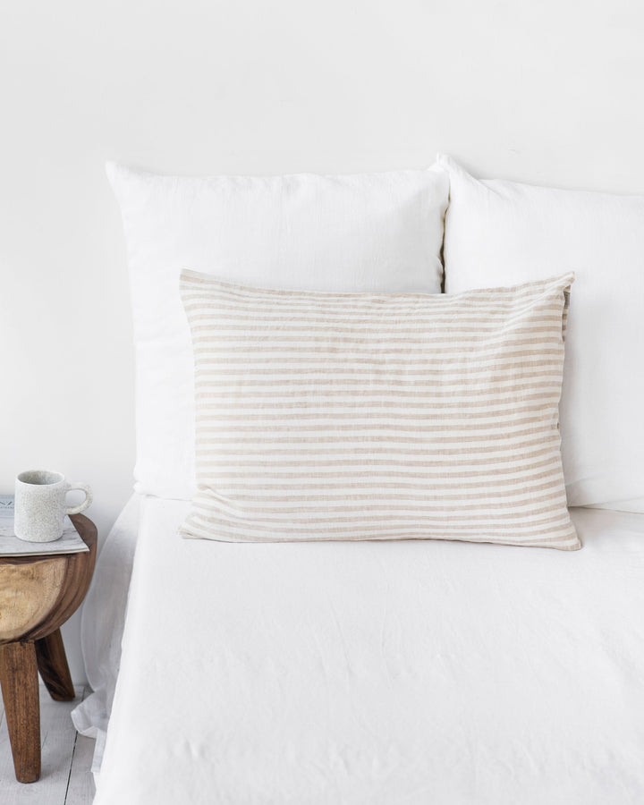 Custom size Striped in natural linen pillowcase - MagicLinen