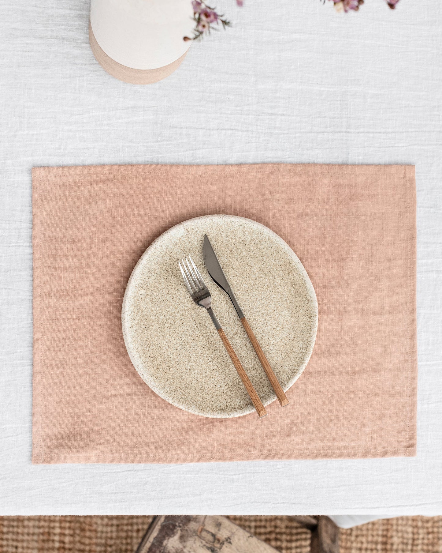Peach linen placemat set of 2 - MagicLinen