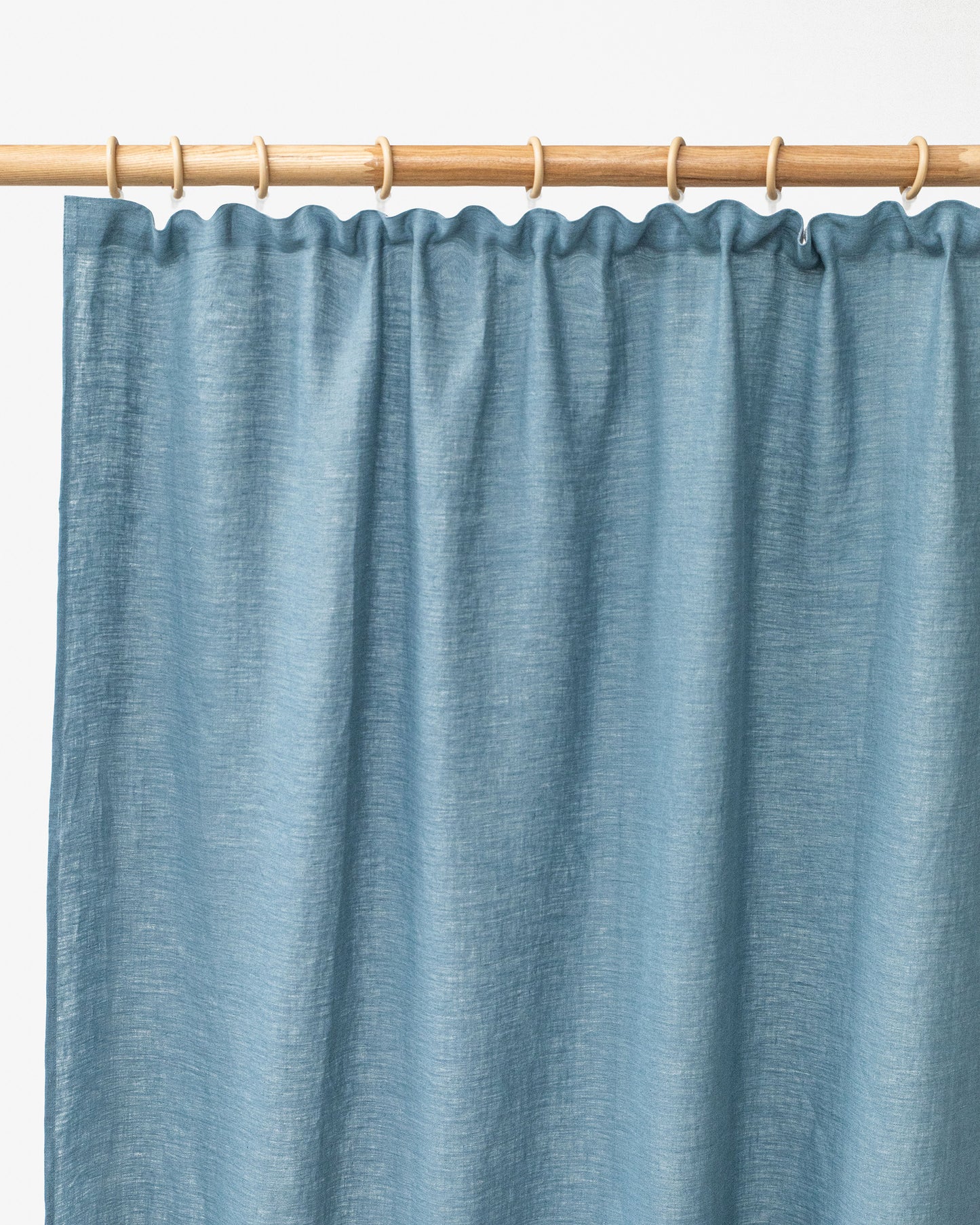 Pencil pleat linen curtain panel (1 pcs) in Gray blue - MagicLinen