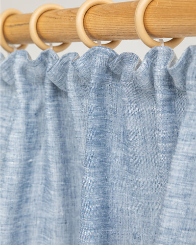 Pencil pleat linen curtain panel (1 pcs) in Blue melange - MagicLinen