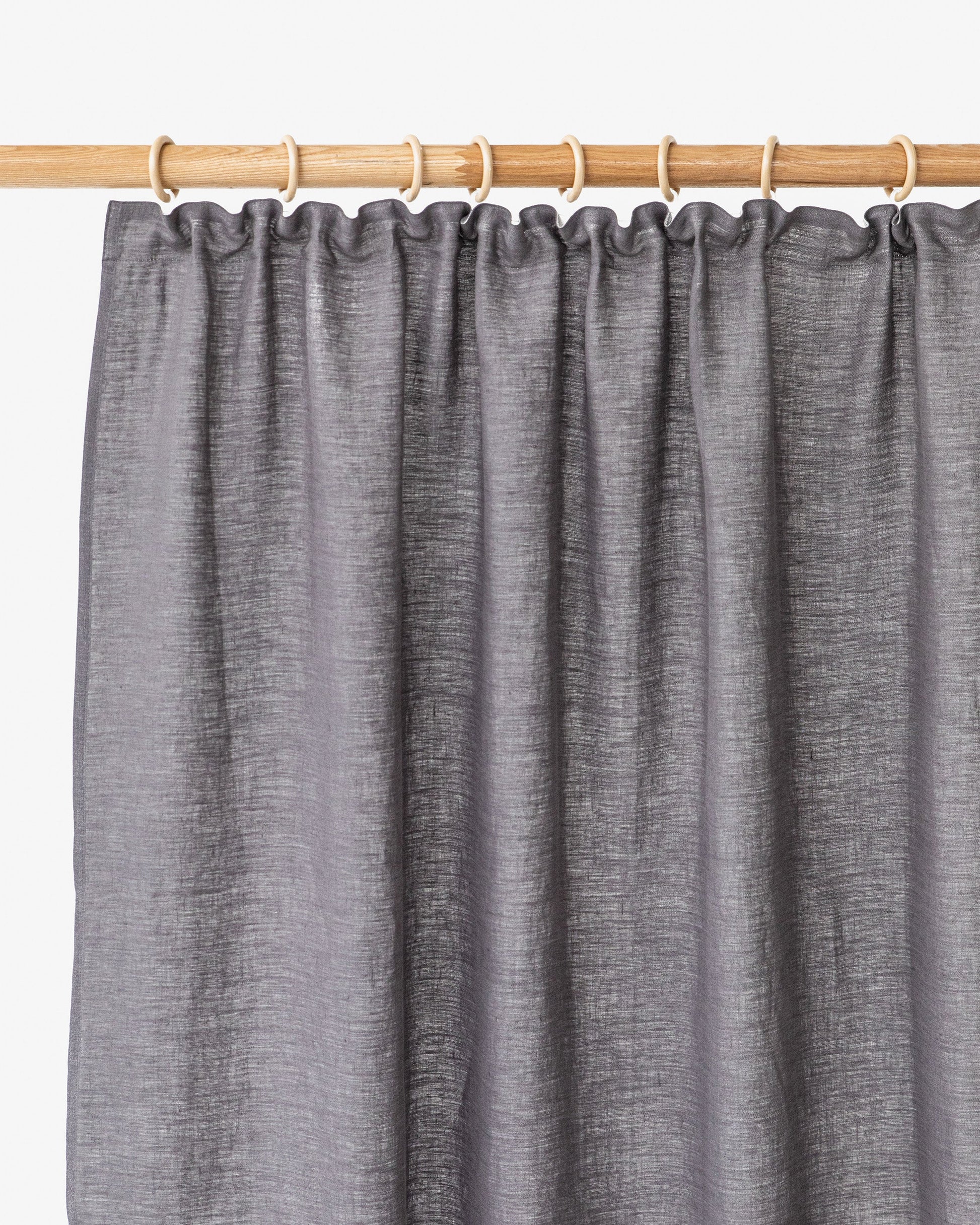 Custom size pencil pleat linen curtain panel (1 pcs) in Charcoal gray - MagicLinen