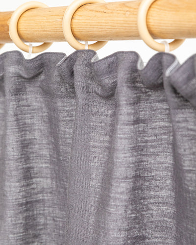 Pencil pleat linen curtain panel (1 pcs) in Charcoal gray - MagicLinen